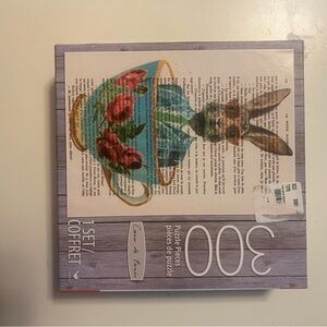 Cavallini & Co. 300 Piece Puzzle with Rabbit and Teacup